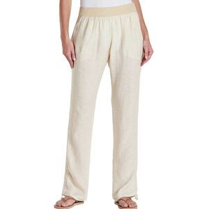 TOAD & CO Lina Pants Size Medium Ruched Ankle Elastic Waist Pull-On Linen Ivory